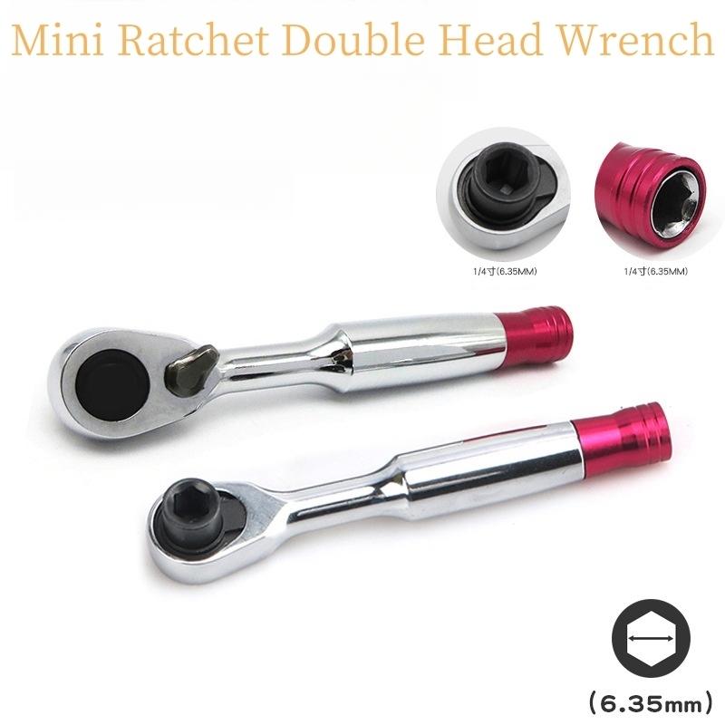 Mini imbusový klíč ruční Nástrčné klíče Ráčny 2 v 1 sada klíčů 1/4 Šroubovák Momentové klíče Otevřené klíče Ruční opravný nástroj Pro vozidlo Kolo