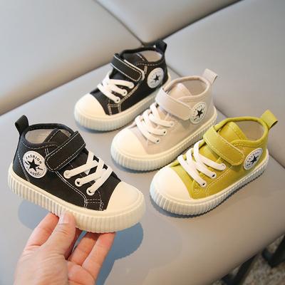 Chaussures en toile pour enfants montantes 2025 printemps et automne nouvelles chaussures décontractées pour garçons chaussures de skate pour filles antidérapantes chaussures de bébé à semelle souple liste