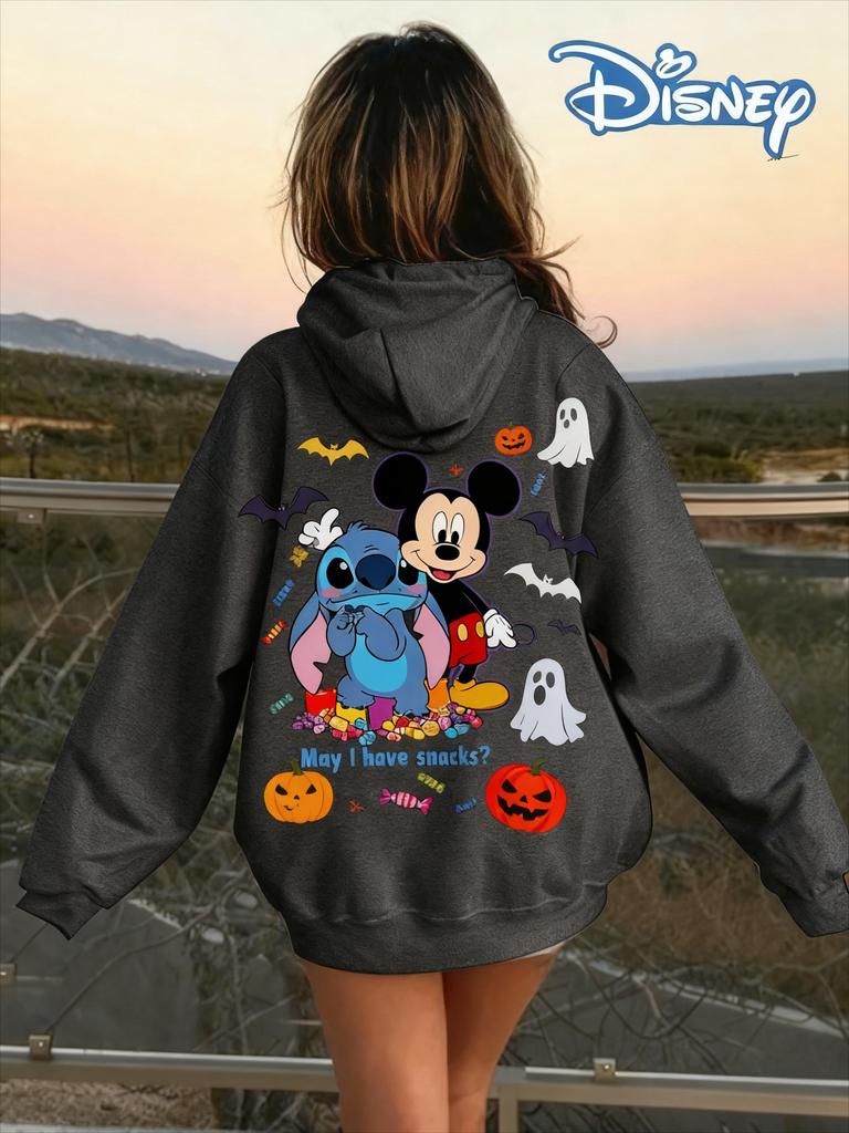 Disney Eltern-Kind-Outfits Mickey und Stitch Halloween Kürbis Mehrfarbig Verfügbar Hoodies für Herbst und Winter Geschenke