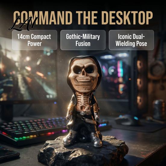 Collectible Skull Decoration Halloween Skeleton Warrior Sculpture Resin Art Soldier Figurine Statue Home Decor Gunner Model Ornaments for