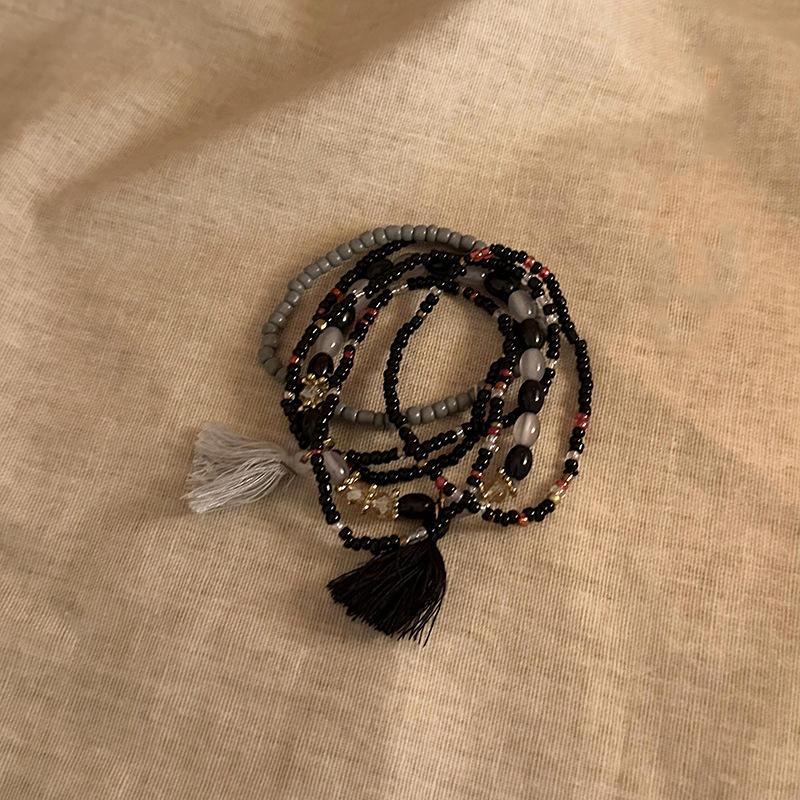 Ethnic style multi-layer artificial crystal fringed bracelet Guochao versatile bracelet, personalized high-end jewelry