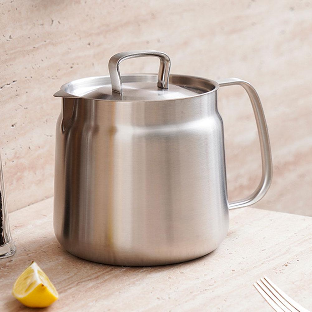304 Stainless Steel Frying Net Tank with Strainer Basket Oil Storage Tank Grease Strainer Container for Kitchen Cooking Frying