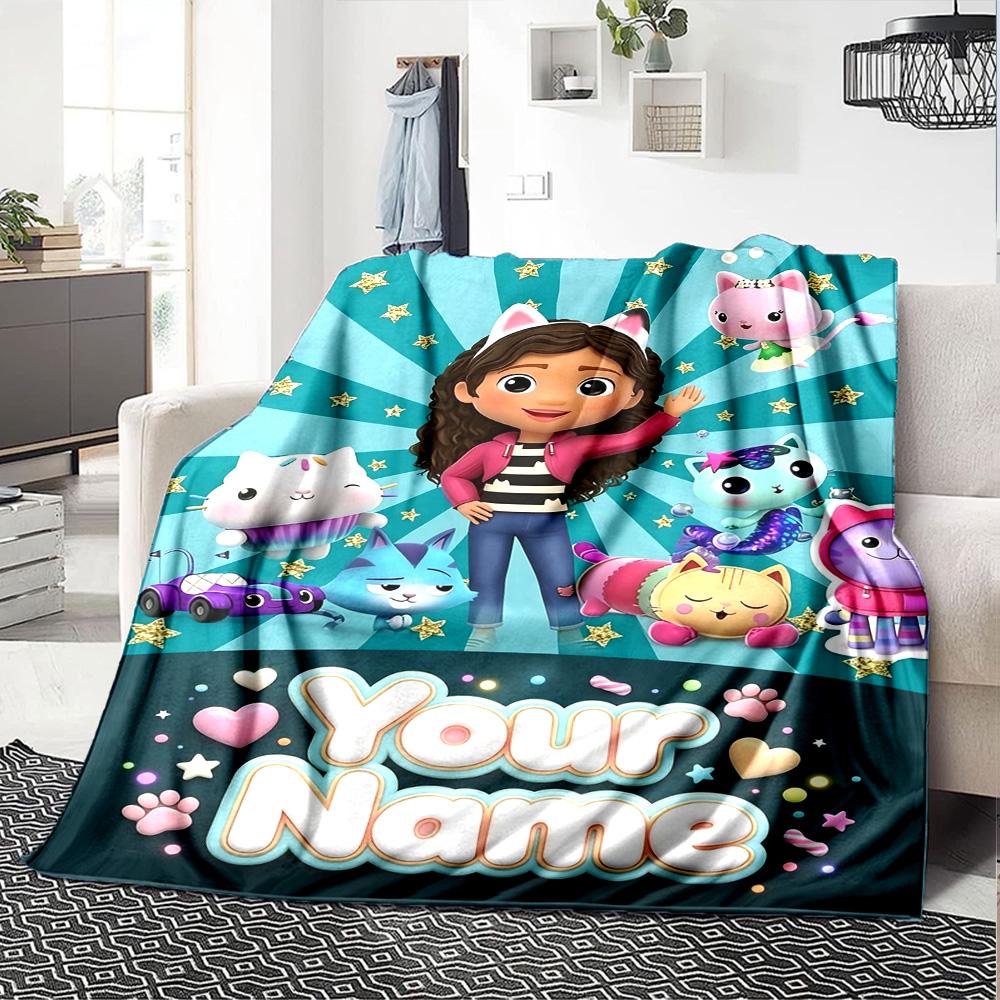 Name Custom Gabby Print Flannel Blanket High Quality Warm Comfortable Cover for All Seasons Perfect for Gifts Home Decor