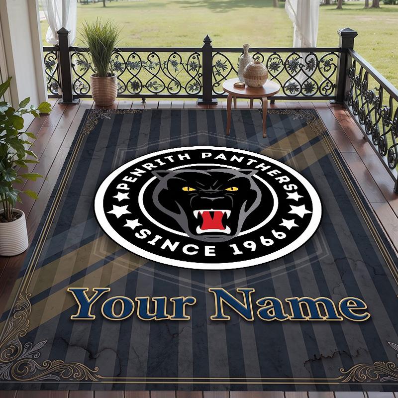 Custom Text Printed Rug Penrith Panthers Non Slip Floor Carpet For Home Room Decor