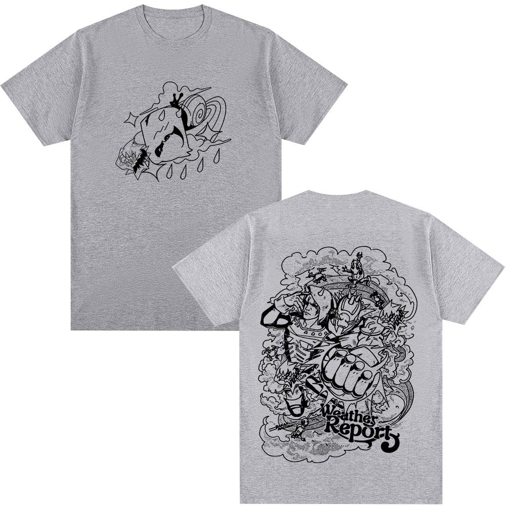 

Anime Jojo Bizarre Adventure Weather Report T Shirts Unisexs Women Casual Cotton Short Sleeves Oversized New Tshirts Streetwear 4XL