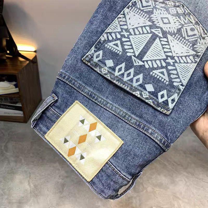 Men's 2024 Summer Washed Denim Printed Loose Mid-Length Fashion Shorts