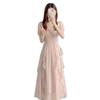 French square neck, sweet and gentle fairy-style dress for women, new summer women's clothing, waist-cinching slimming mid-length dress
