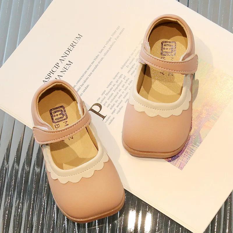 Flower Bordered Luxury Designer Shoes for Girls Kids New Spring Summer Toddler Girl Leather Shoes Princess Mary Jane H01188