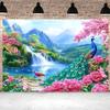 1Pcs Peacocks Waterfall Scene Decoration Background Bedroom Backdrop Decorations For Photo Studio Photo Booth Christmas Party