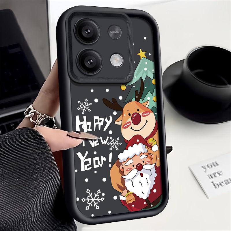 

Для Xiaomi 13t Poco F6 X5 X6 Pro Redmi Note 13 12 11 10 Pro Рождественский узор лося конфетного цвета Защитный мягкий силиконовый чехол для объектива Redmi Note 13 4G чёрный