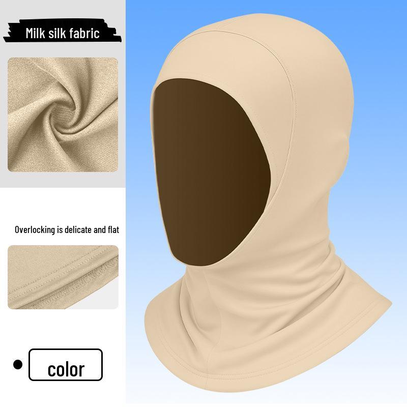 

Women s Summer Ice Silk Headscarf: Breathable, High Elastic, Solid Color Turban with Extended Neck and Shoulder Coverage. One Size