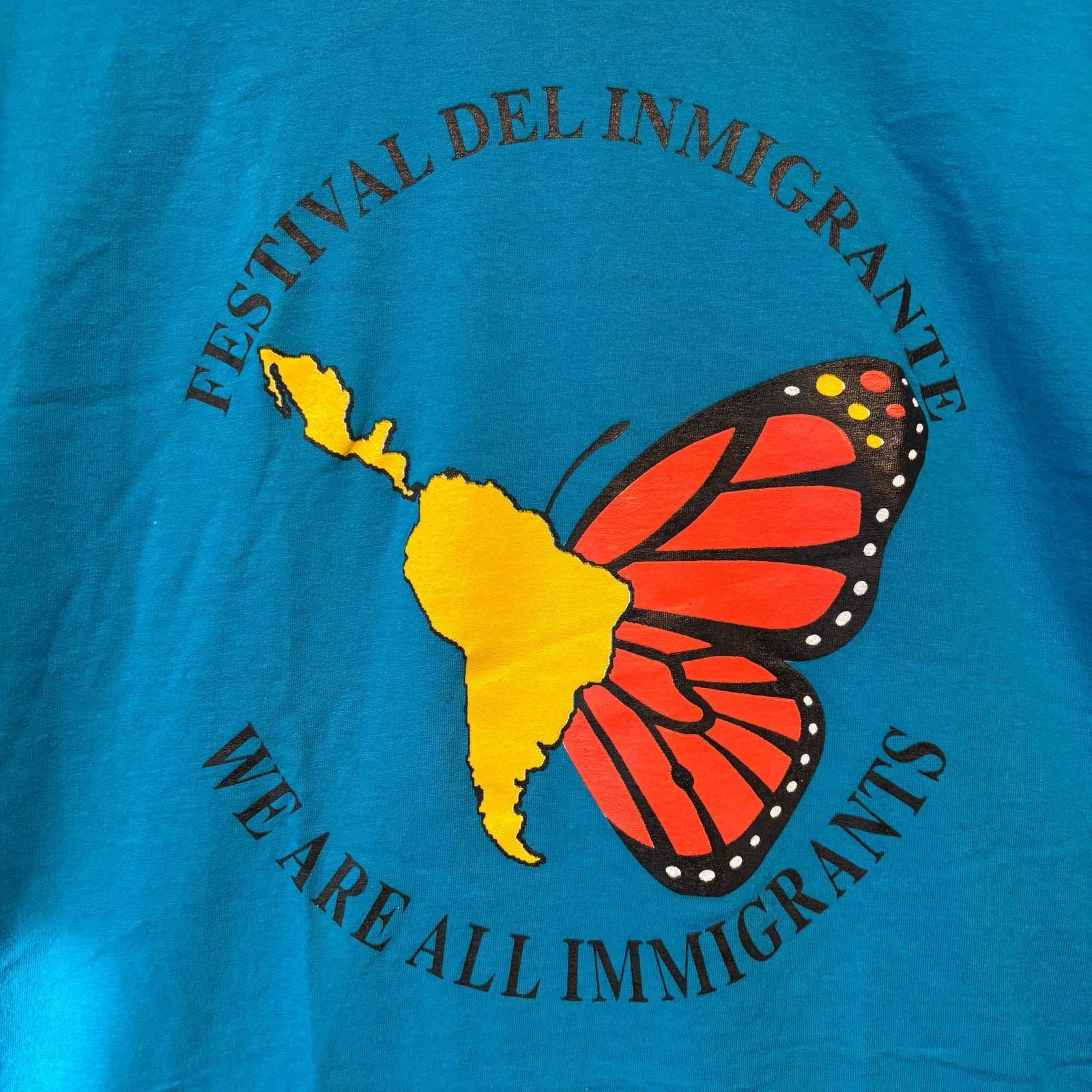Festival del Inmigrante Immigrant Pride Tee Shirt Blue Fruit of Loom Medium Art XXXXL
