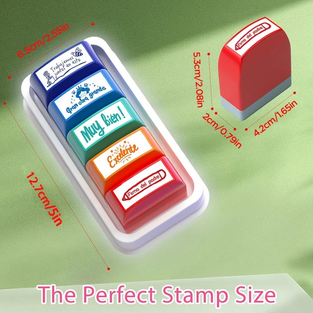 

1 set of press type self ink teacher seal set, encouraging sentences, suitable for homework grading and motivation