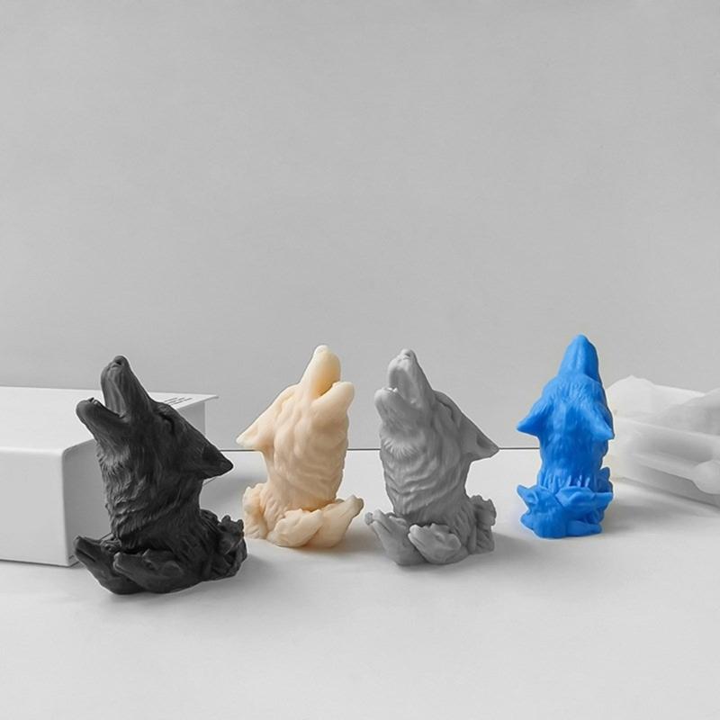 Wolf Head Silicone Candle Mold DIYs Animal 3D Plaster Resin Ornament Molds Home Decoration Crafts Gift for Enthusiasts