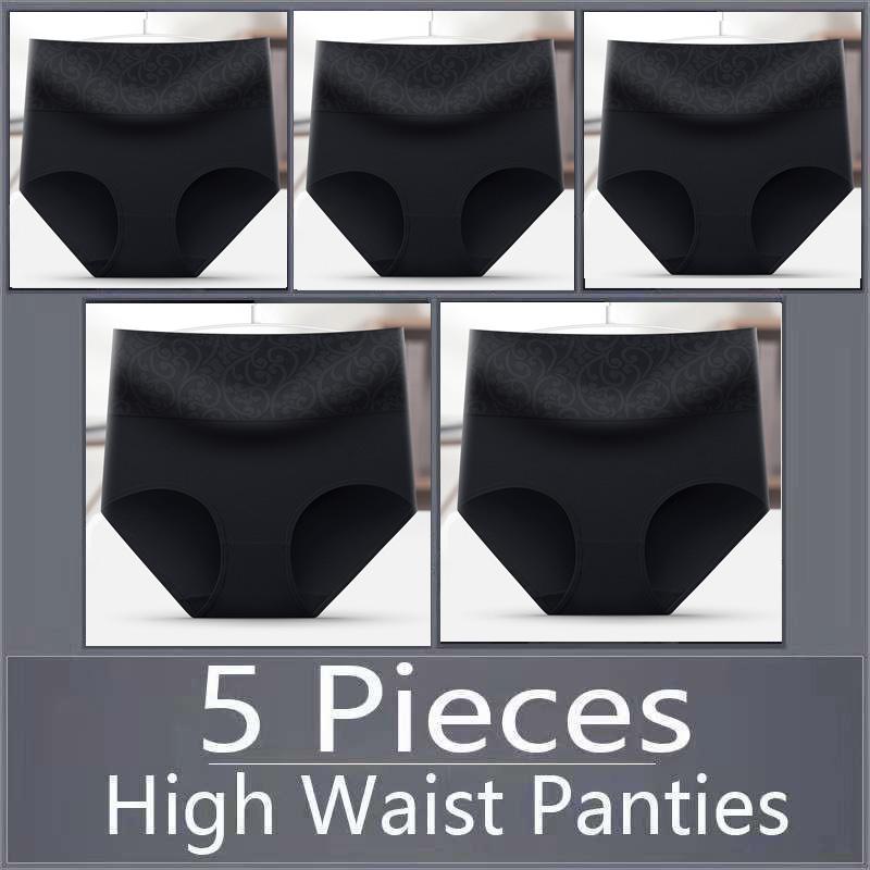 5pcs Women's Panties Pure Cotton Breathable High Waisted Panties Women's Plus Size Underwear