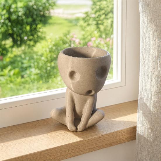 Cute Ghost Planter, Resin Sitting Figure Flowerpot, Novelty Glow-in-The-Dark Plant Pot for Succulents Cacti Small Houseplants