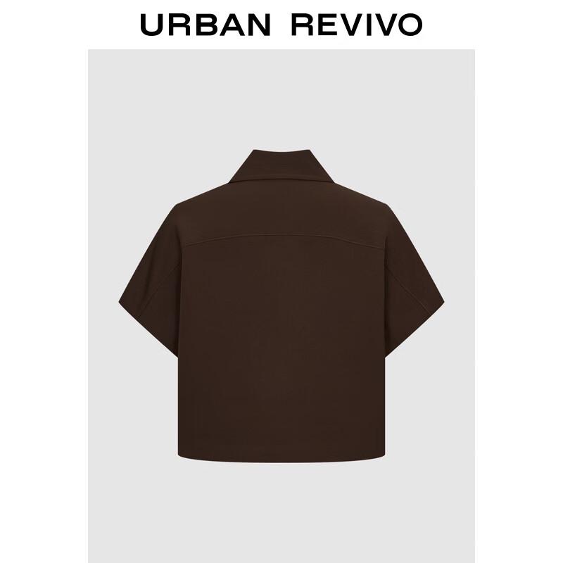UR 2025 Autumn Women s Lapel Zipper Short-Sleeve Jacket S