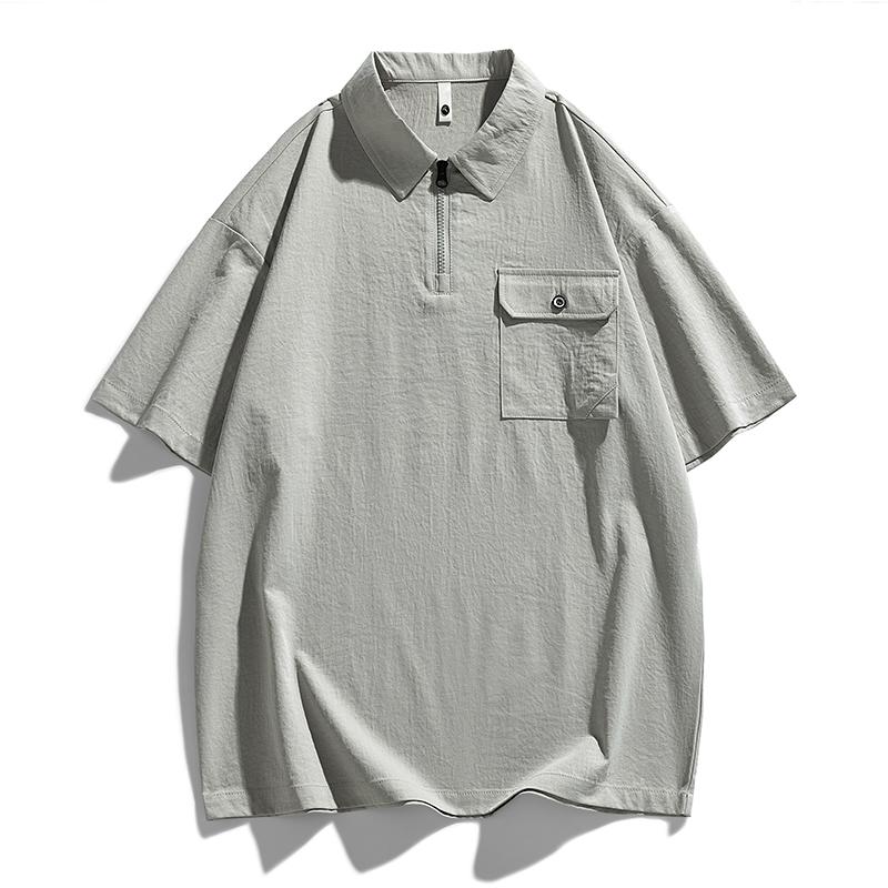 Camisa Polo para Hombre Manga Corta Verano Bolsillo Oversize 8XL Talla Grande Camiseta Cremallera Transpirable Holgada Masculina Suave