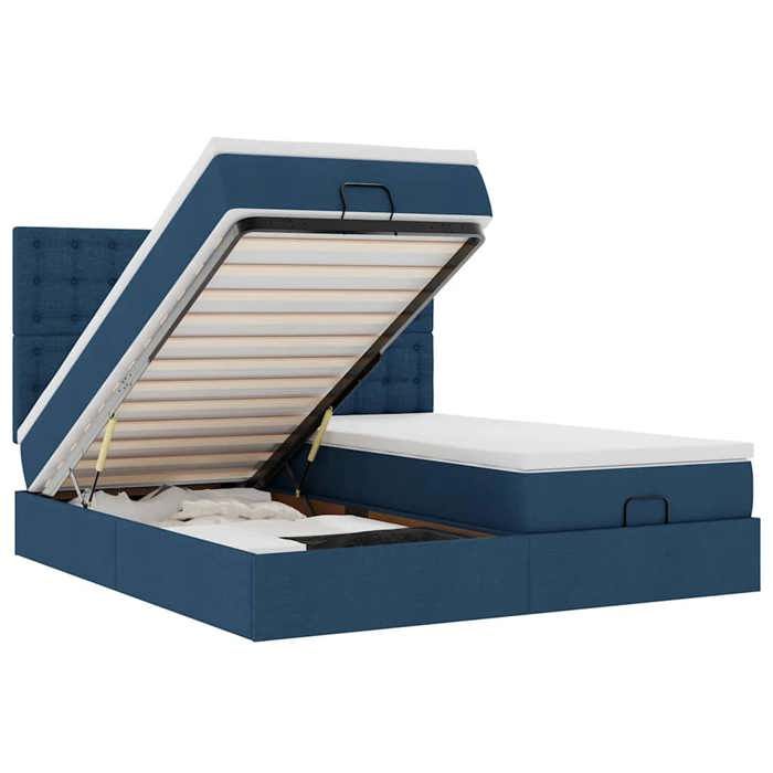 Maison Exclusive - Cadre de lit ottoman avec matelas bleu 180x200 cm tissu
