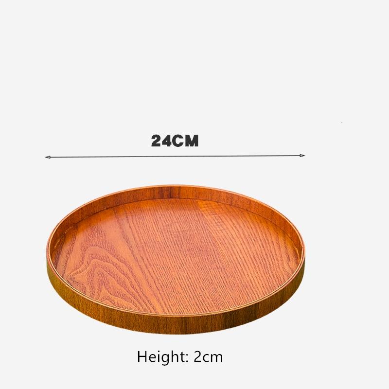 Round Wooden Pallet, Multifunctional Storage Plate, Tea Tray,Food, Bread Pan, Household Kitchen Supplies, Black, Brown, 21-37cm