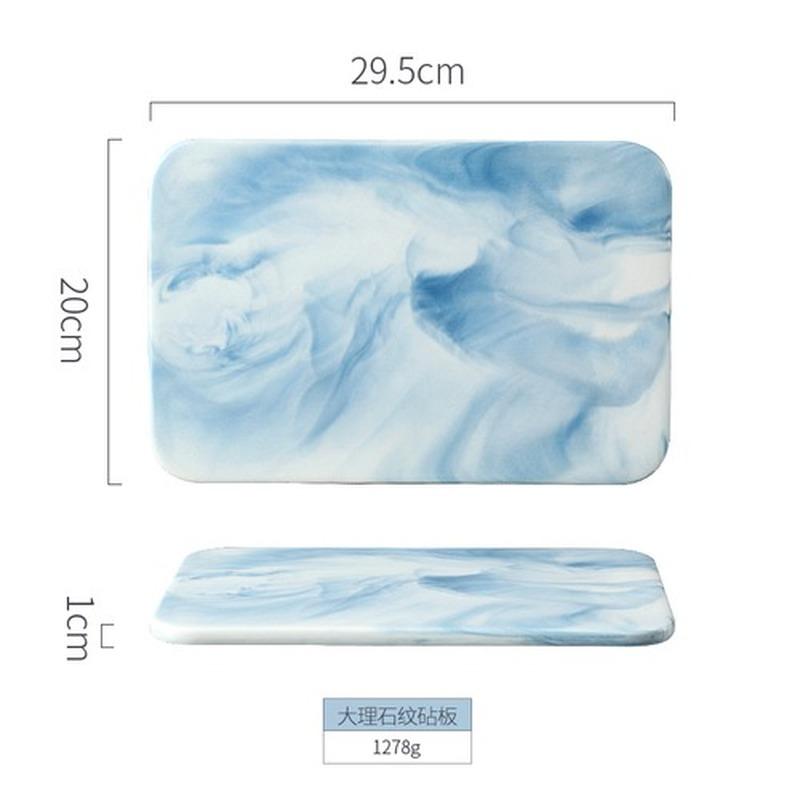 New Marble Cutting Board Dinner Plates Ceramic Tray Golden Border Plate Dinner Set Plates and Dishes Kitchen Utensils Porcelain