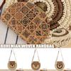 Bolsa feminina boho tecido verão praia sacola de palha redonda bolsa de ombro de vime