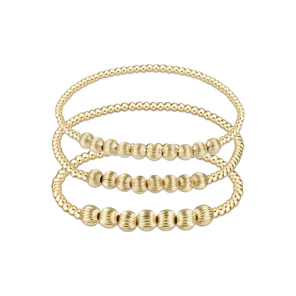 Vlen 18K Gold Plated Ball Beads Bracelet for Women Vintage Textured Metal Beaded Stylish Stackable Jewelry Accessory