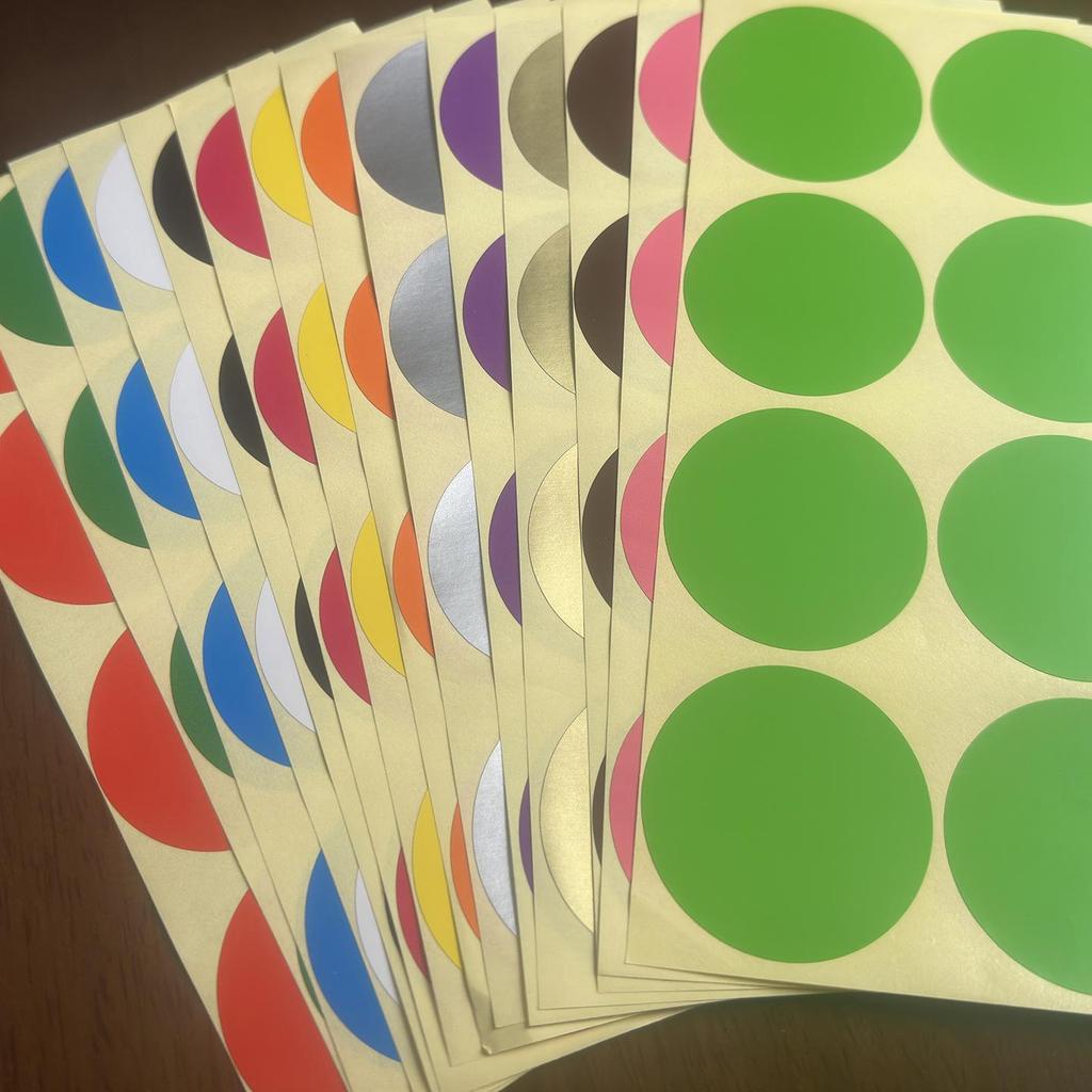 50mm Multicolor Round Adhesive Labels - 120 Blank Dot Stickers for Identification and Organization