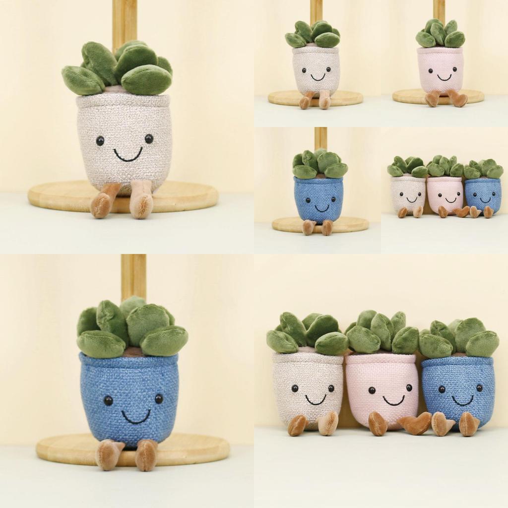 Charming Plush Succulent Keychain Toy Fluffy Plant Doll Adorable Potted Decor