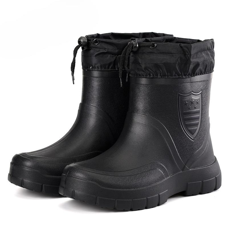 

Men s Waterproof Winter Boots Outdoor Lightweight and Warm Rain Boots EVA Short Tube Comfortable Water Shoes Zapatos De Hombre 45 чорний