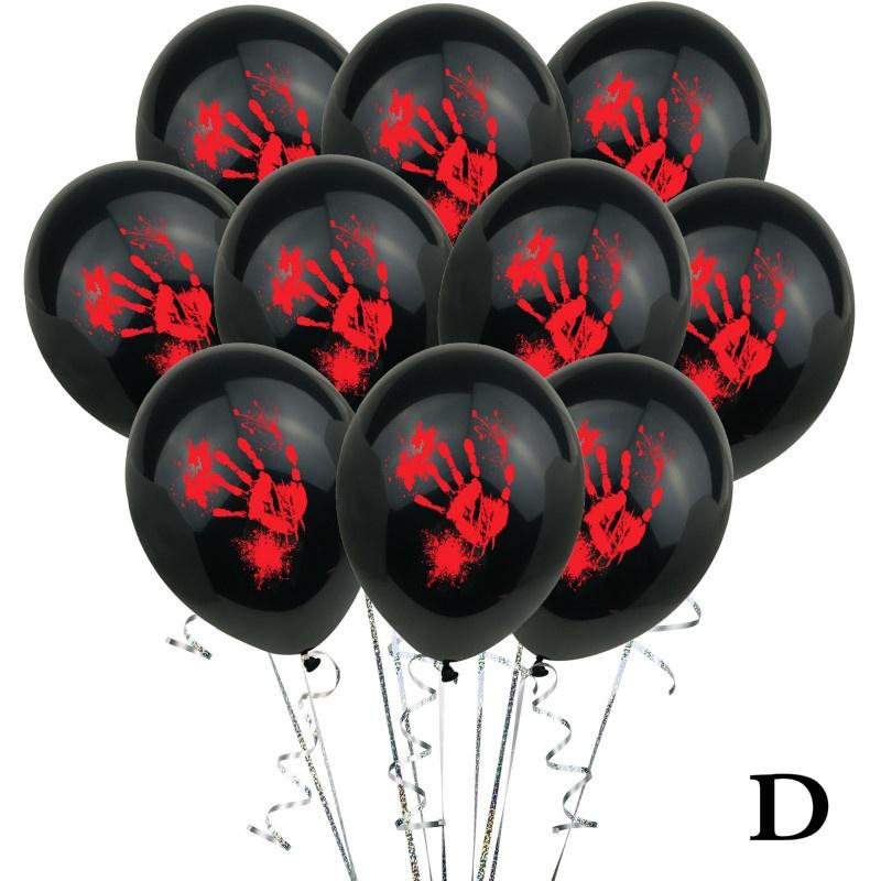 10pcs 12inch Halloween Balloon Pumpkin Printing Blood Handprint Latex Balloon Party Decoration