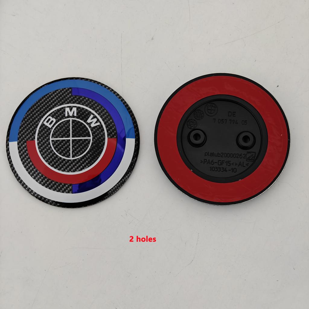 MLKQ6 Carbon Fiber Black Logo Front Hood Emblem 82mm+Rear Badge 74mm+Wheel Hub Cap 68mm/56mm+steering Wheel Sticker 45mm for All BMW