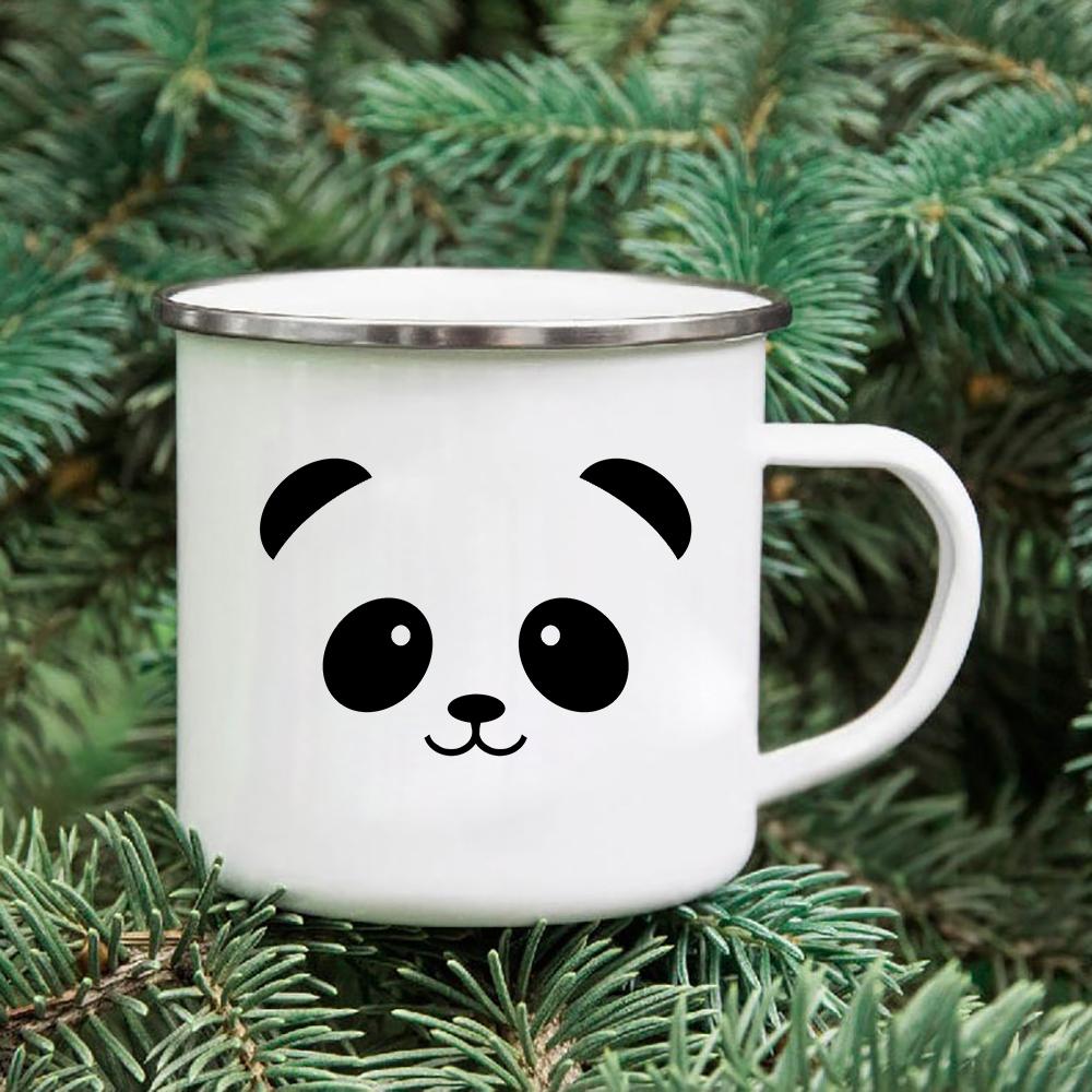 Rainbow Print Enamel Coffee Mugs Car Sibling Cup Outdoor Camping Tea Cups Tourist Tableware Picnic Utensils Creative Hiking Gift