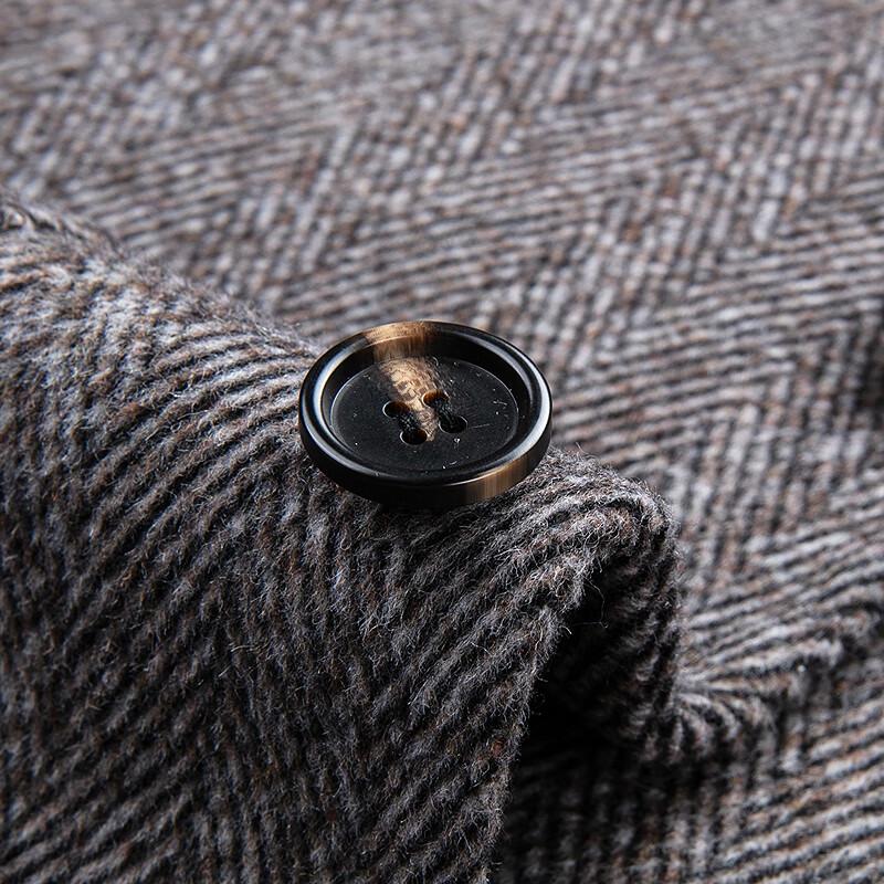 FAPAI Men's Herringbone Wool Blend Short Overcoat