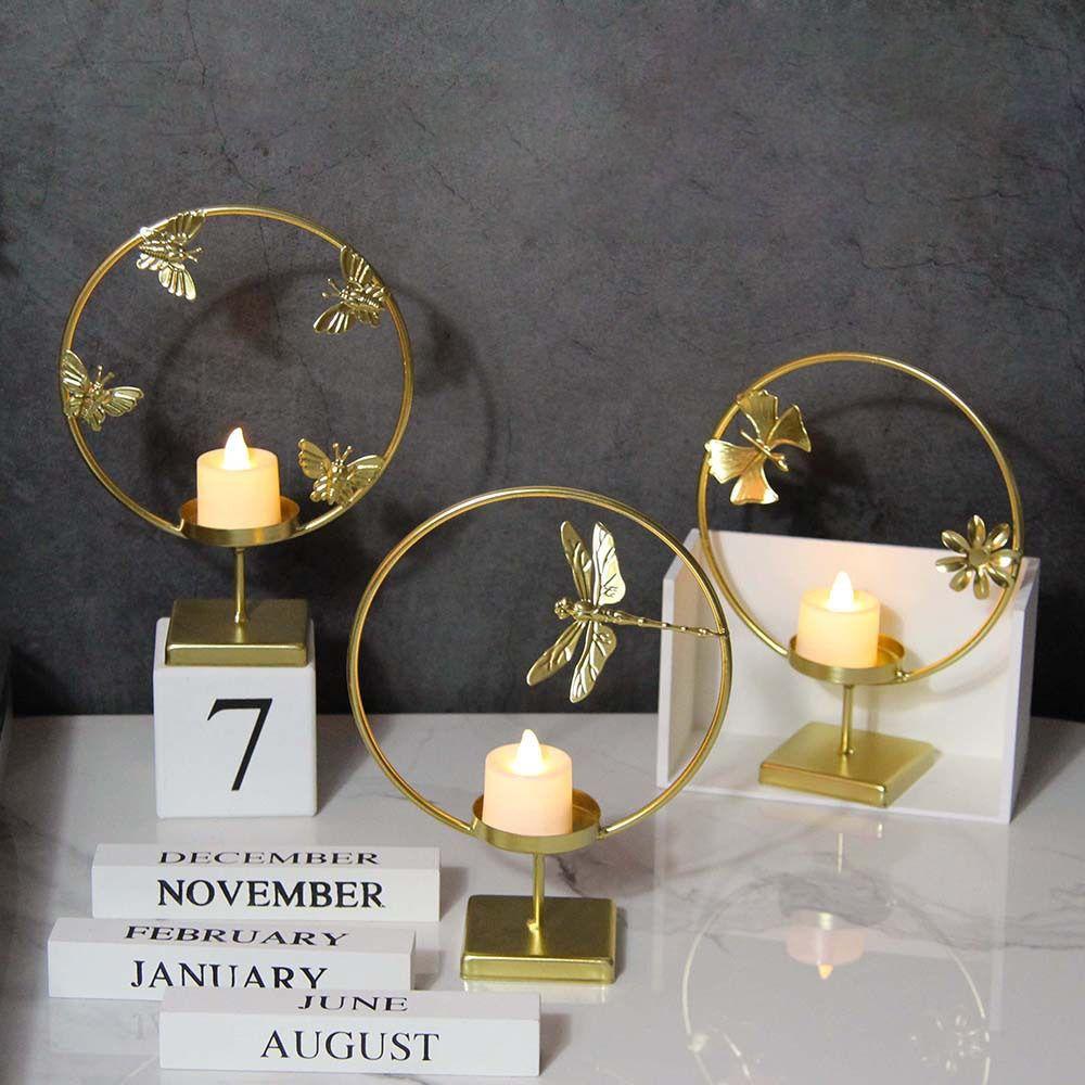 Gold Iron Candle Holder Exquisite Desktop Tealight Holder  Wedding Props