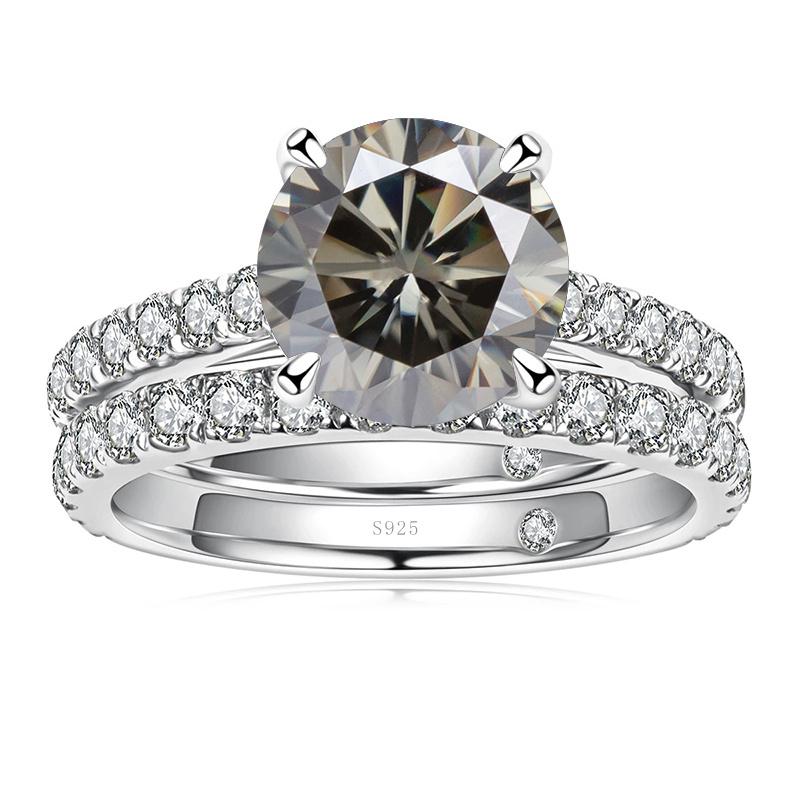 Bague Ringen Inel de lux Moissanite Culoare D 3.0 Ct Bijuterii pentru femei din argint 925 cu design cu patru gheare Seturi de mireasă pentru nuntă