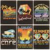 Vintage Tin Art: Summer Beach Scene - Ideal for American Bar Backdrops and Home Decor Wall Murals