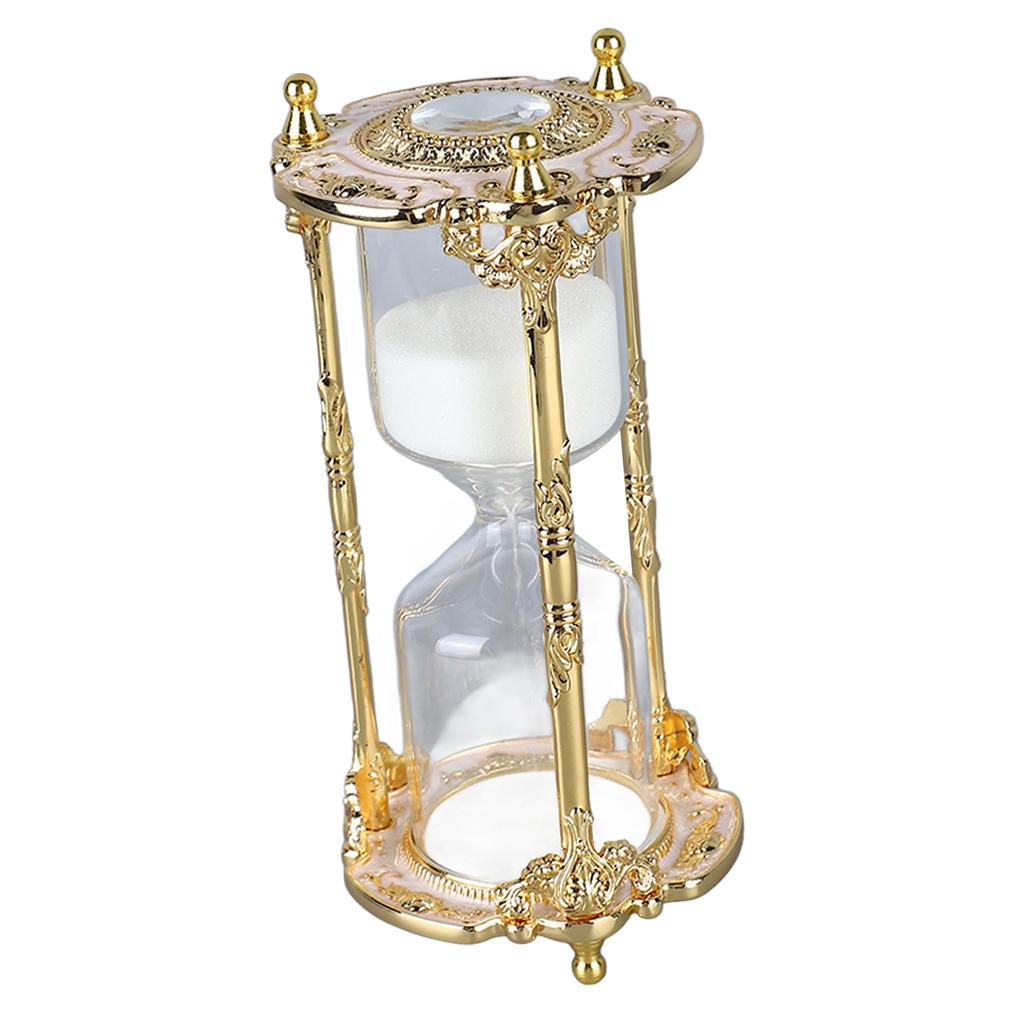Antique Sand Hourglass Timer Metal Elegant 15 Minutes Decorative Hourglass for Wedding Home Desk