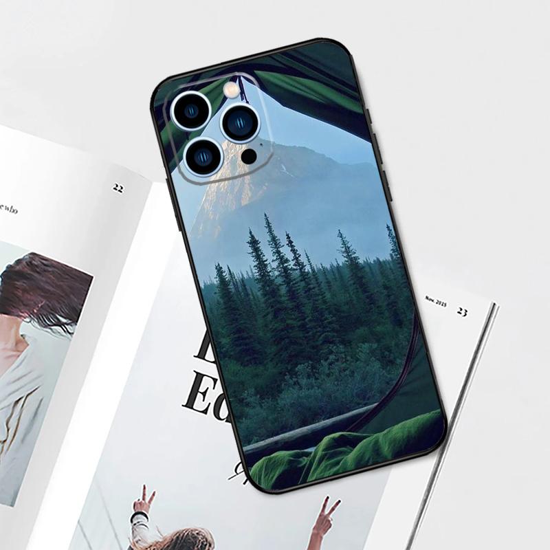 Camping Nature Mountain Case For iPhone 14 13 12 11 15 16 Pro Max Plus XS Max X XR 7 8 Plus 13 12 Mini Phone Cover