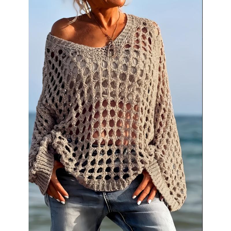 Sexy Knitted Vacation Knitwear Women Spring and Summer Beach S хаки