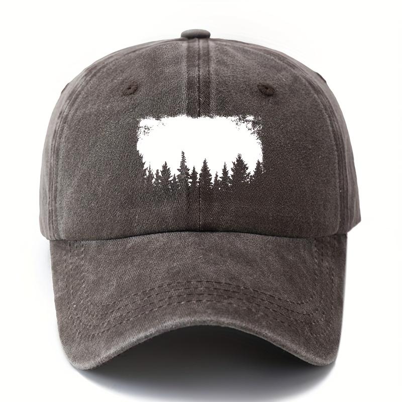 Printed White Forest Baseball Cap, Fashionable and Versatile, Outdoor Sun Protection, Duckbill Cap, Vacation, Travel, Camping