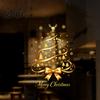 Creative Christmas Gift Ideas Gold Ribbon Tree Static Window Cling, Glass Sticker with Bow, Reindeer Holiday Storefront Displays Antler & Star