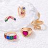 Set Of 5 Golden Rings Retro Punk Vintage Snake Heart Multicolor