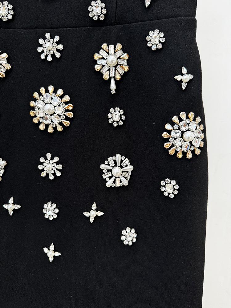 Elegant Rhinestone Beaded Ball Gown with Elastic Tank Skirt