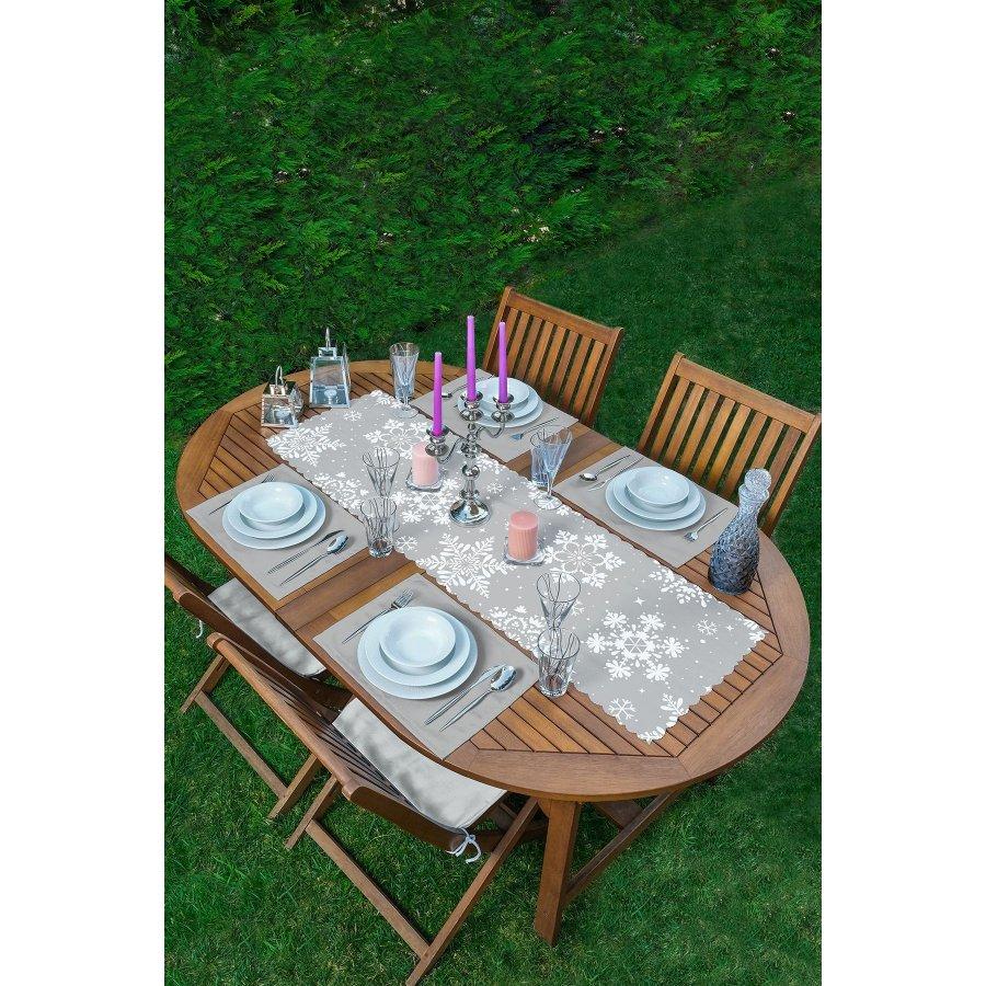 New Year Themed Snowflake Runner and Placemat Set 5 Pieces / Placemat Table Mat Dining Table Mat Coaster