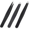 Professional Eyebrow Tweezers Set, 3 Pieces Stainless Steel Precision Tweezers for Plucking Eyebrows (Black)
