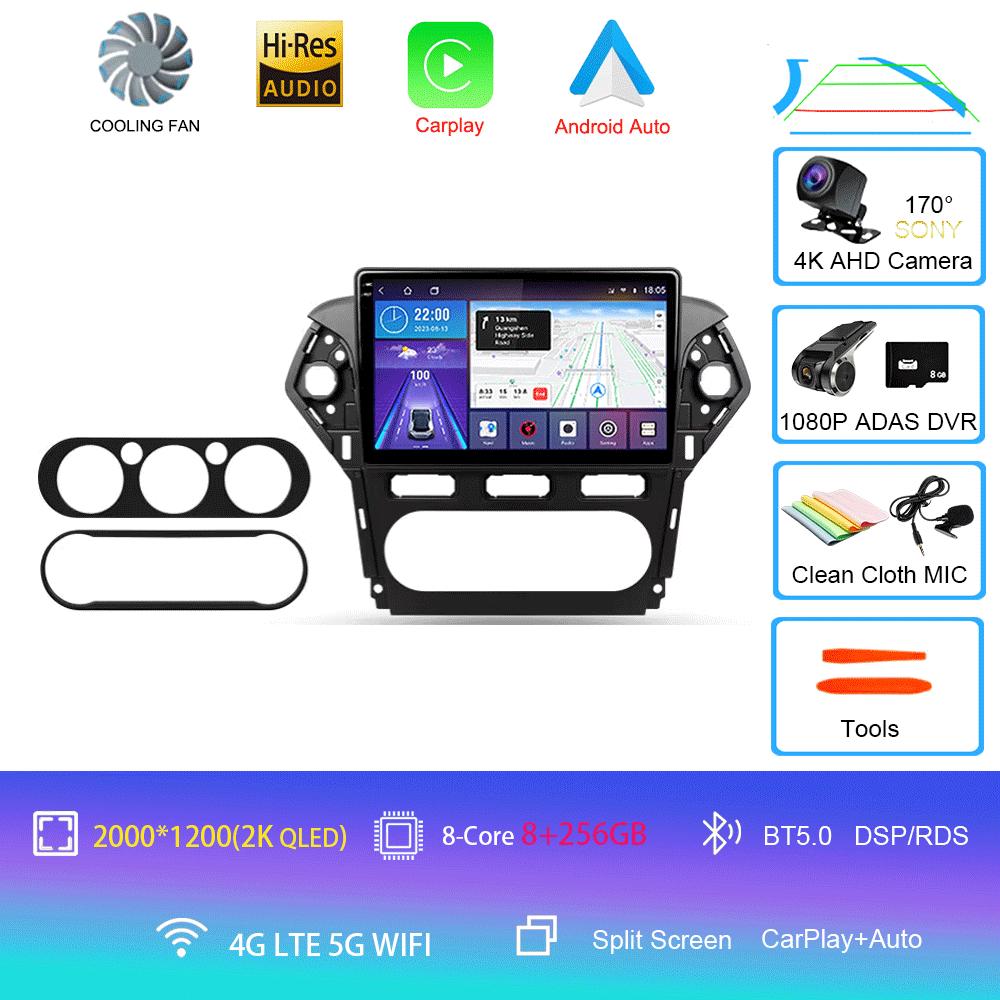 Car Radio Android 14 Carplay Auto For Ford Mondeo 4 Mk4 2010 - 2014 Navigation GPS Multimedia Player Stereo wifi+4G BT Video DVD