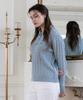 SELITIO Women'S Color Point Cable Collar Knit Cool Grey