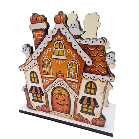 Teak Wood Napkin Stand Halloween Wooden Holder for Table Decor, Decorative Organizer Dispenser, Rustic Tabletop Cartoon Freestanding Paper Towel