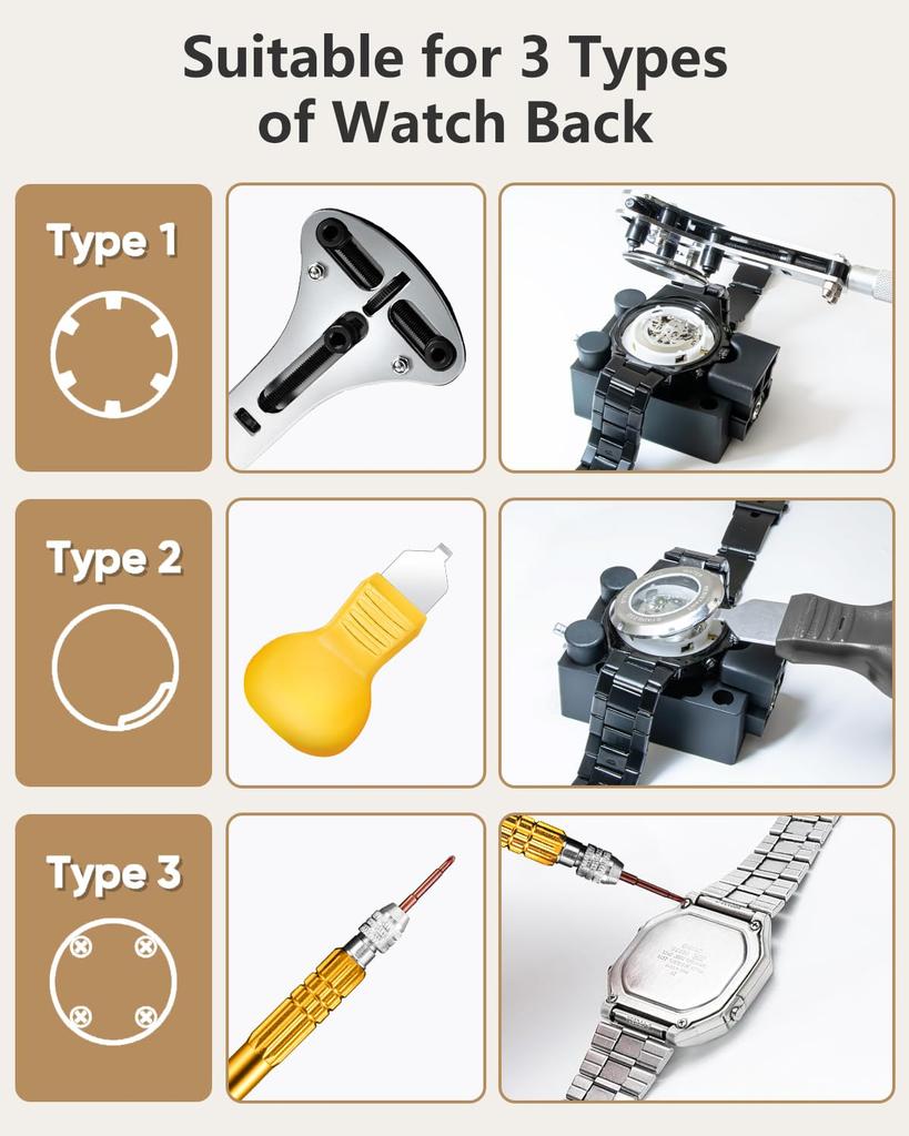 EasyTime Watch Repair Kit with Watch Link Removal Watch Band Watch Back Case Spring Instruction Ideal for Replacement or Strap Disassembly Tool,